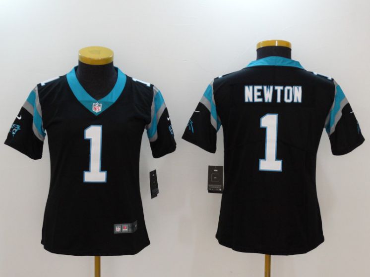 Women Carolina Panthers #1 Newton Black Nike Vapor Untouchable Limited NFL Jerseys